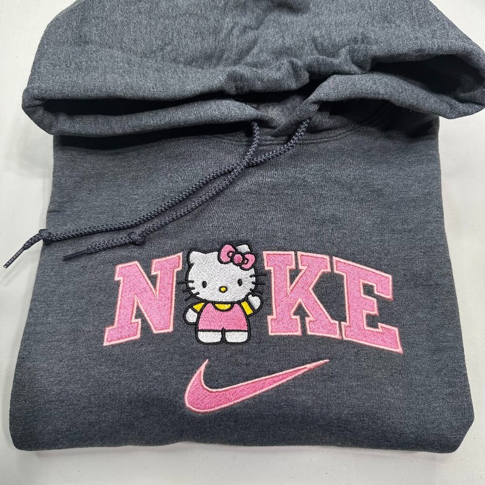 Nike Hello Kitty HOODIE Embroidered ADULT Crewneck Unisex Sweatshirt Cozy Anime
